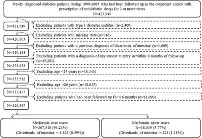 Metformin Reduces the Risk of Diverticula of Intestine in Taiwanese Patients with Type 2 Diabetes Mellitus